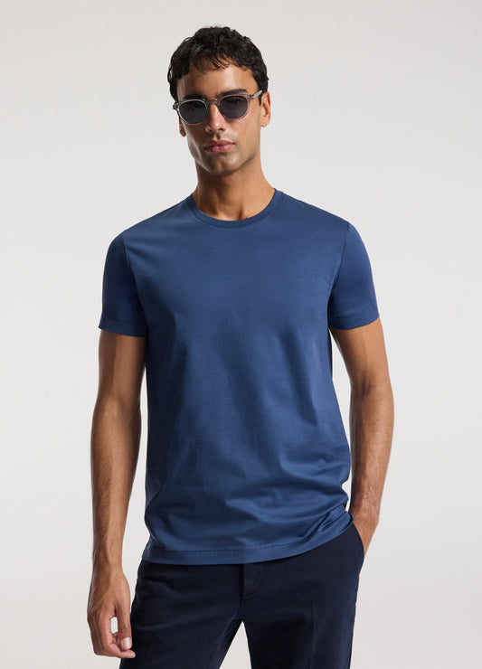 Mercerised Crew Neck T-shirt Marine