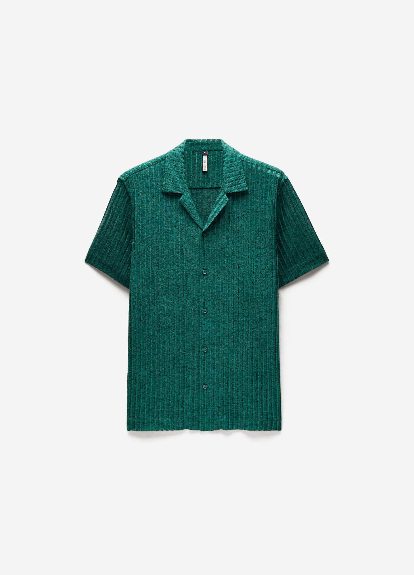 Striped Open Knit Short Sleeve Shirt Jade