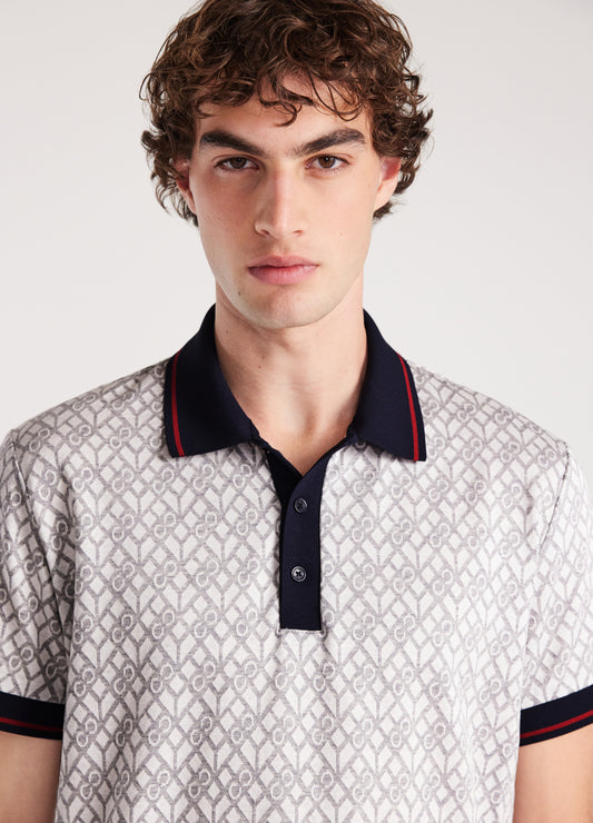 Monogram Jacquard Polo Silver