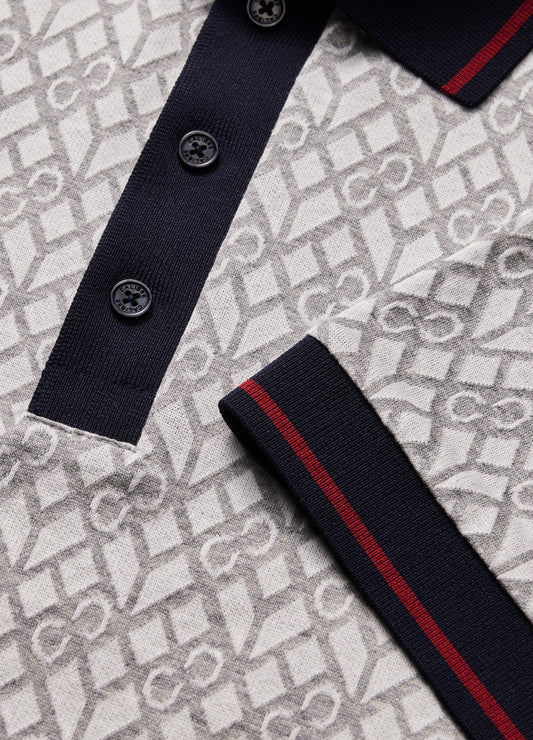 Monogram Jacquard Polo Silver