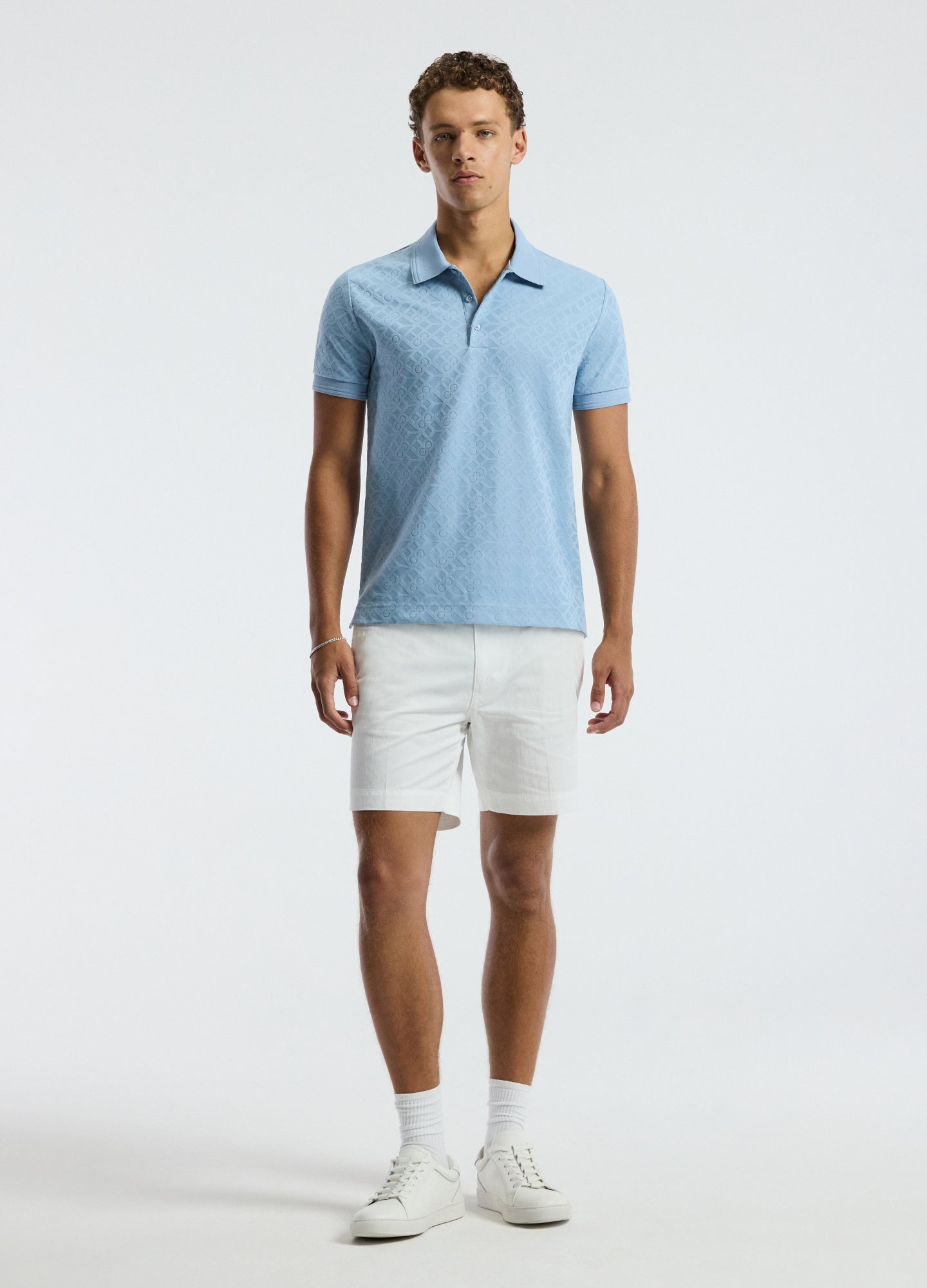 Solid Monogram Polo Pale Blue