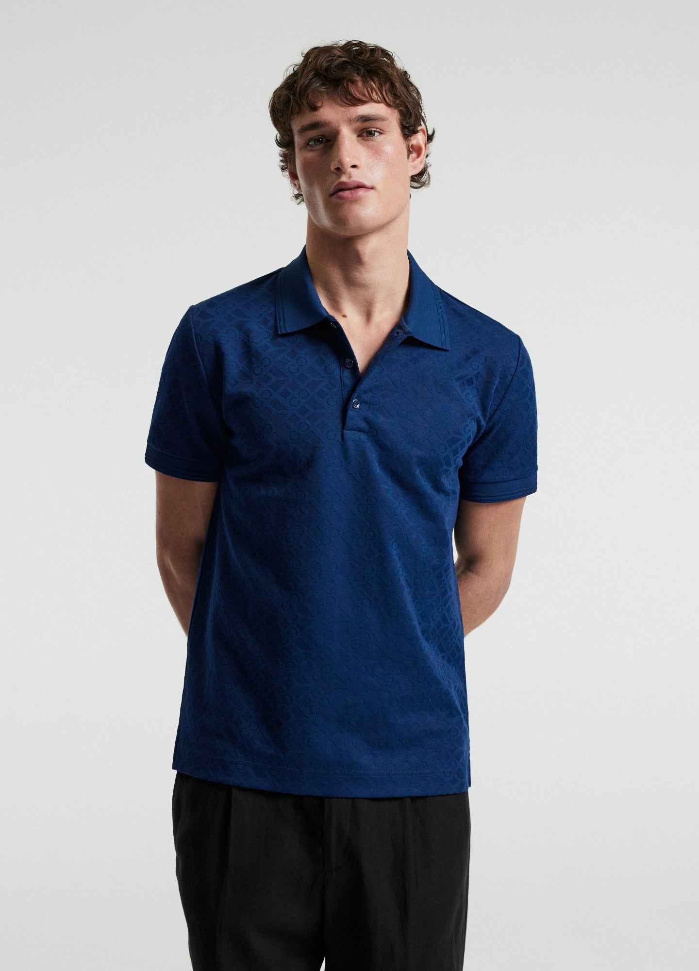 Solid Monogram Polo Blue