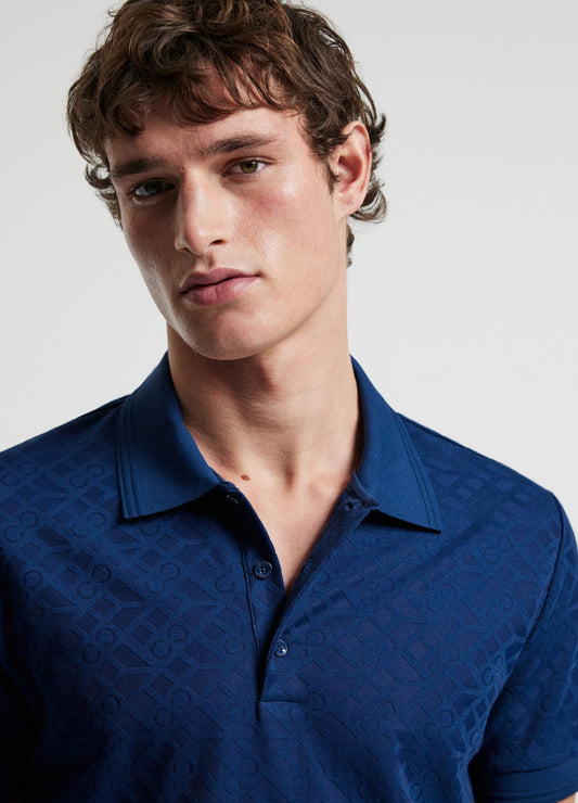 Solid Monogram Polo Blue
