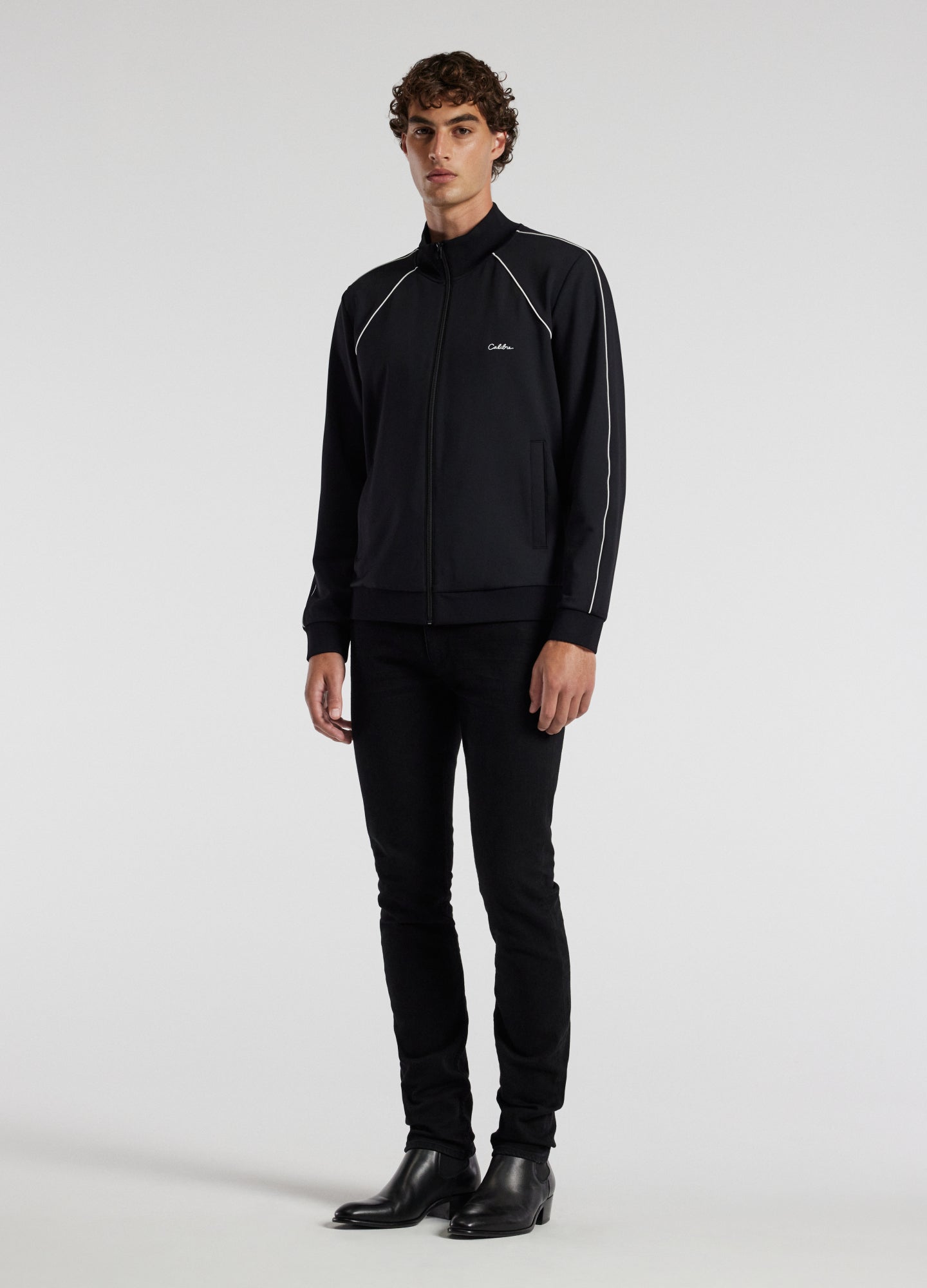 Contrast Jersey Track Jacket Black