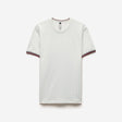 Striped Trim Jacquard T-Shirt White