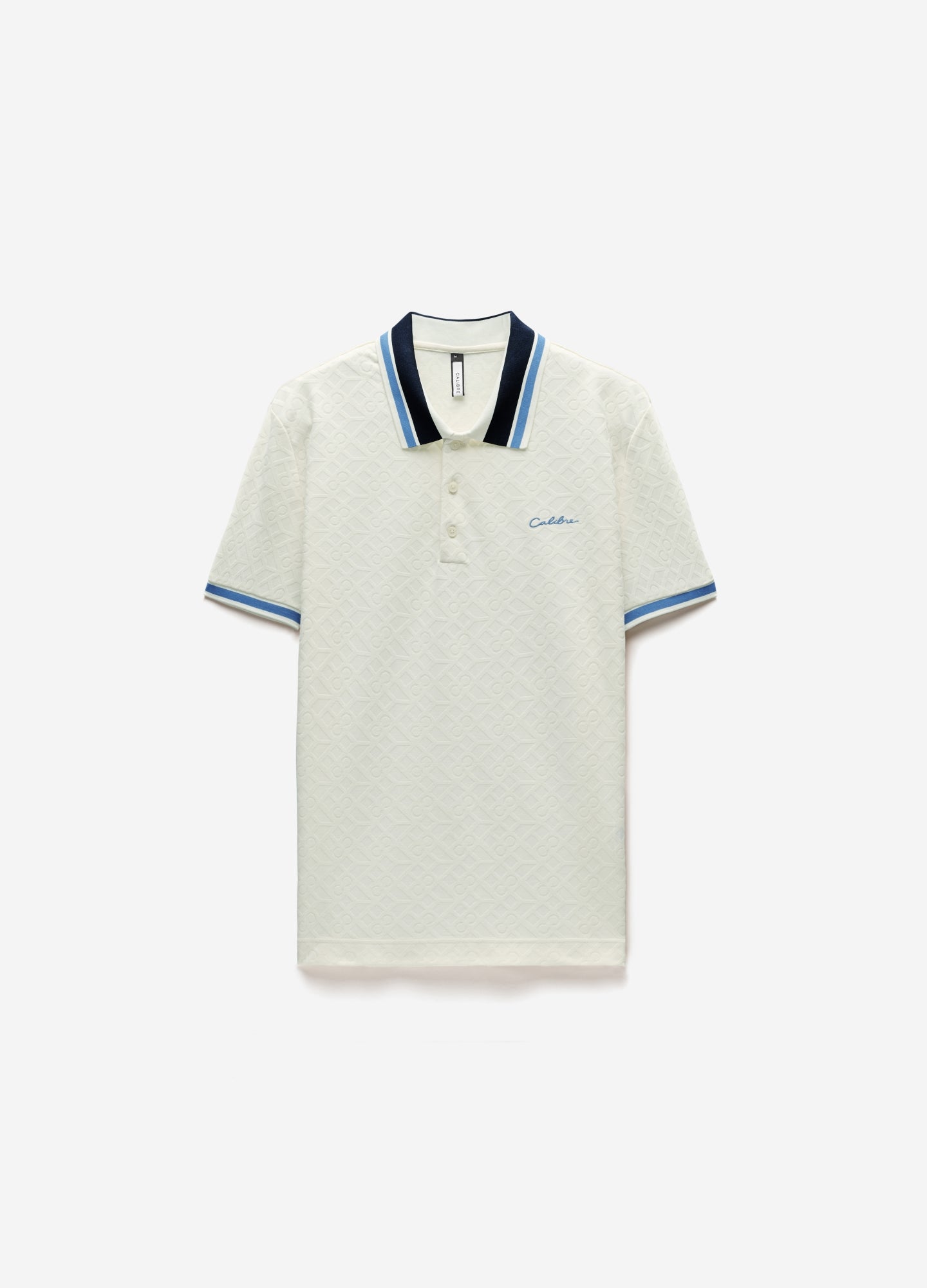 Striped Trim Monogram Polo Cream
