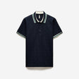 Striped Trim Monogram Polo Navy