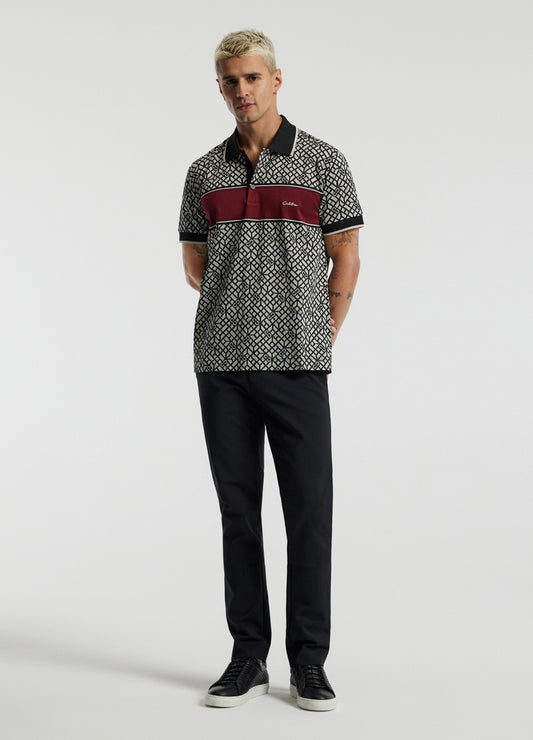 Chest Panel Jacquard Polo Wine