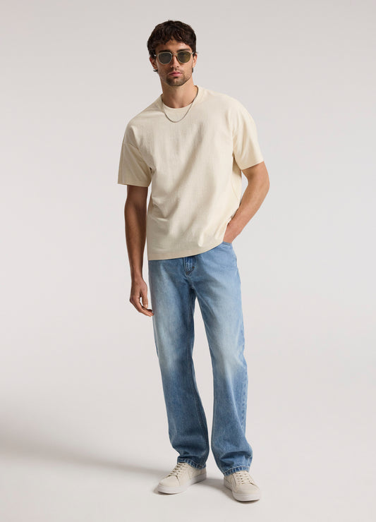 Loose Fit Crepe T-shirt Cream