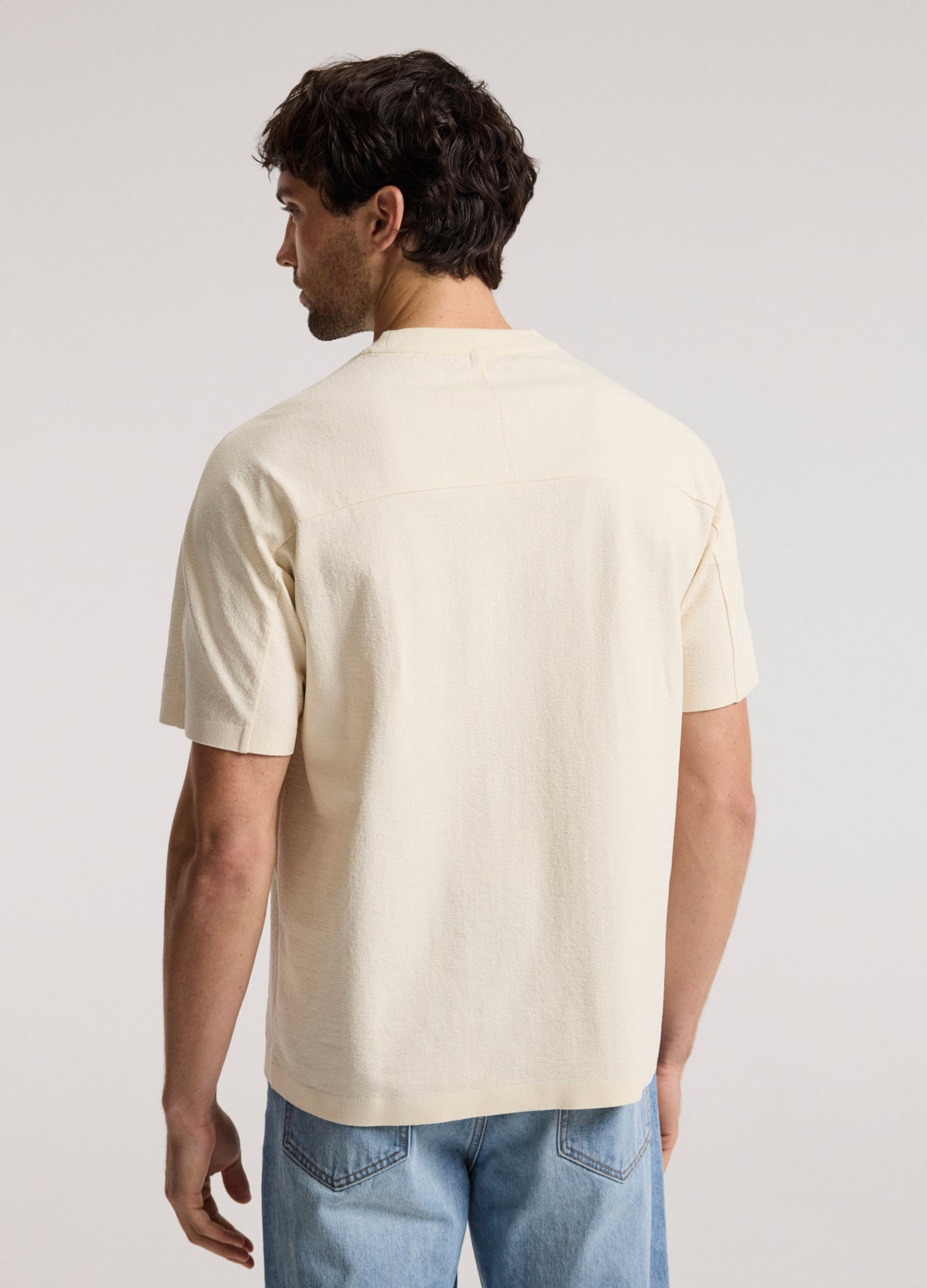 Loose Fit Crepe T-shirt Cream