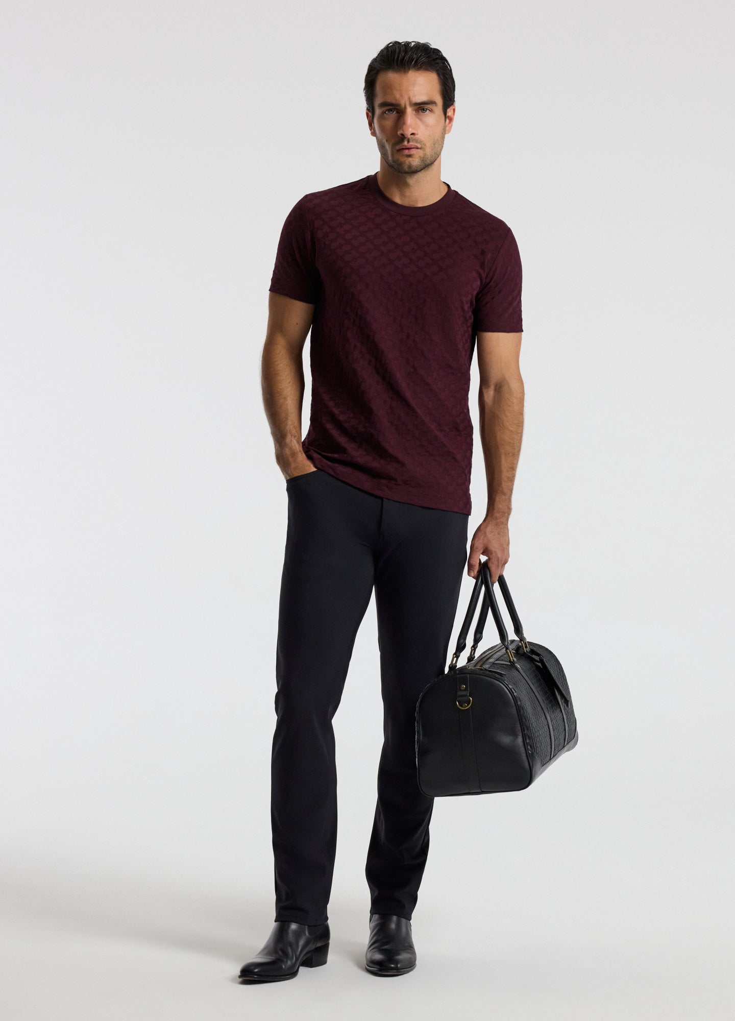Monogram Jacquard T-shirt Oxblood