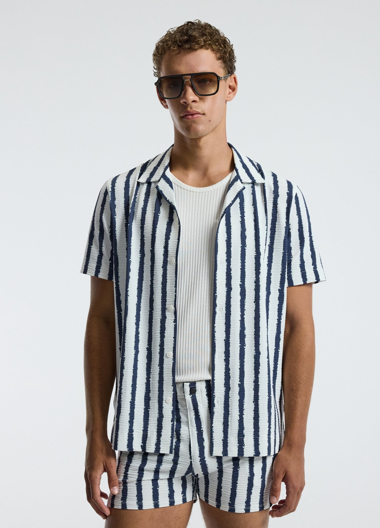 Ink Stripe Shirt White Navy