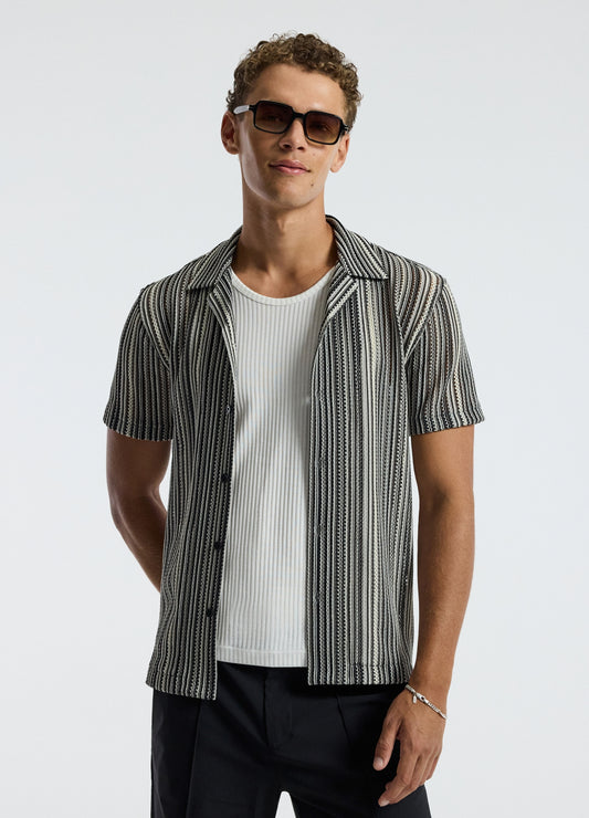 Mesh Stripe Shirt Black