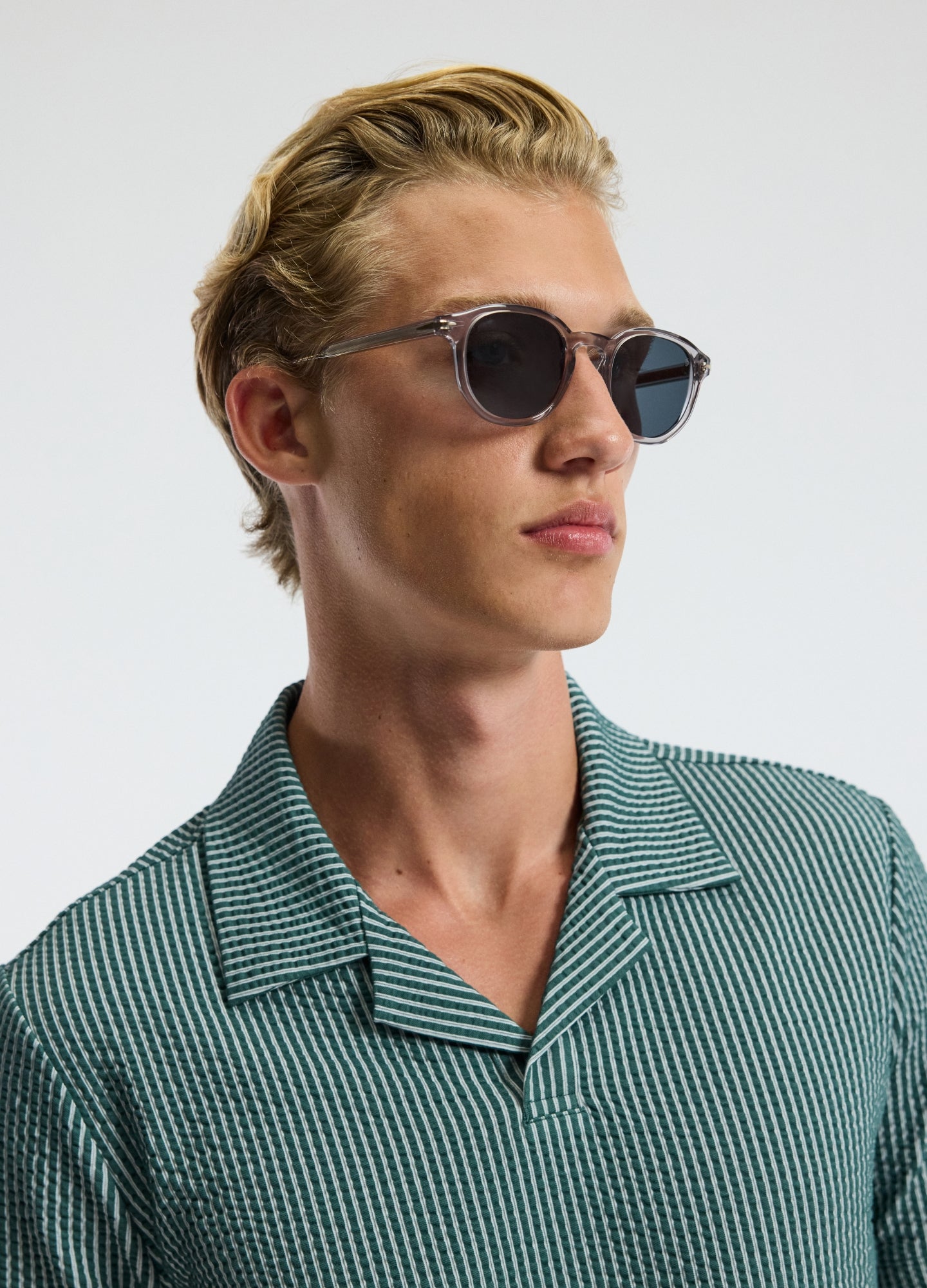 Striped Seersucker Knit Polo Sea Green