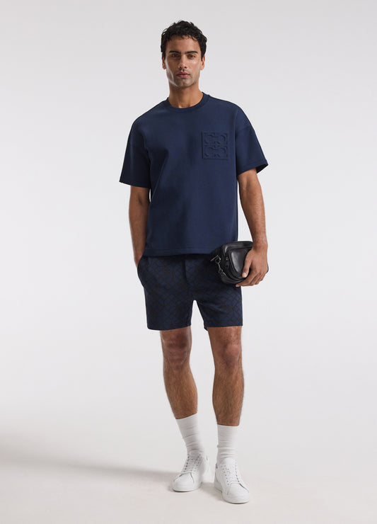 Embossed Logo Short Sleeve Sweat Top Mid Blue