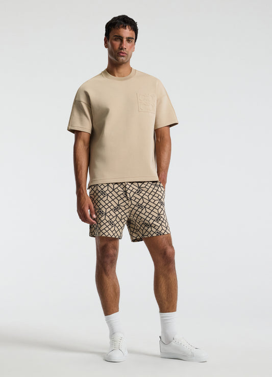 Embossed Logo Short Sleeve Sweat Top Dune