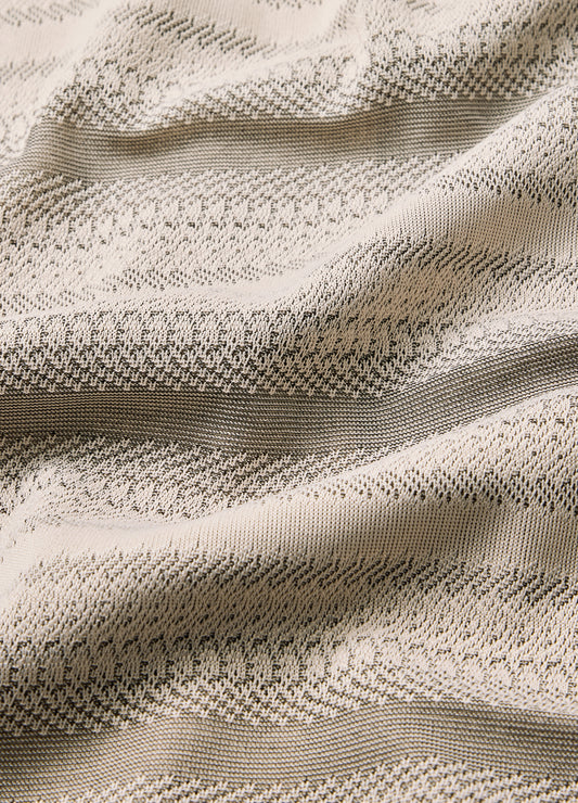 Textured Stripe Cuban Collar Shirt Neutral