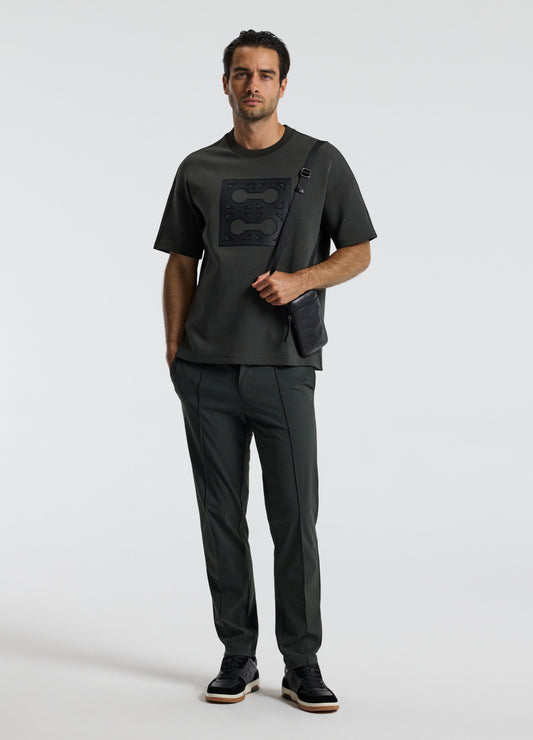 Loose Fit Monogram Sweat T-shirt Khaki