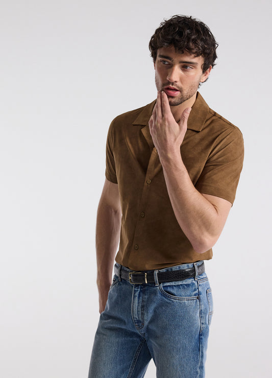 Performance Cuban Collar Shirt Tan