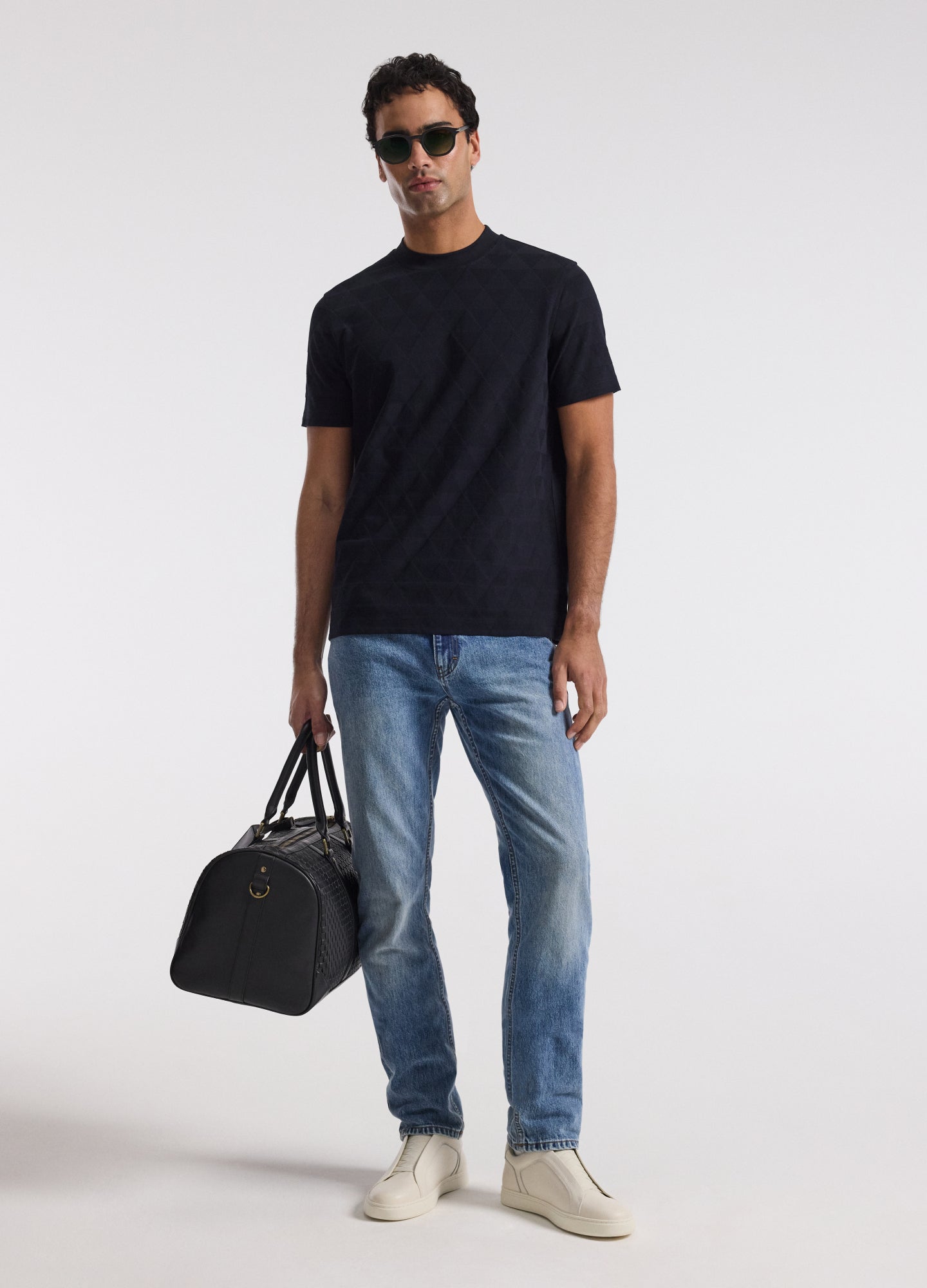 Geometric Jacquard T-shirt Navy