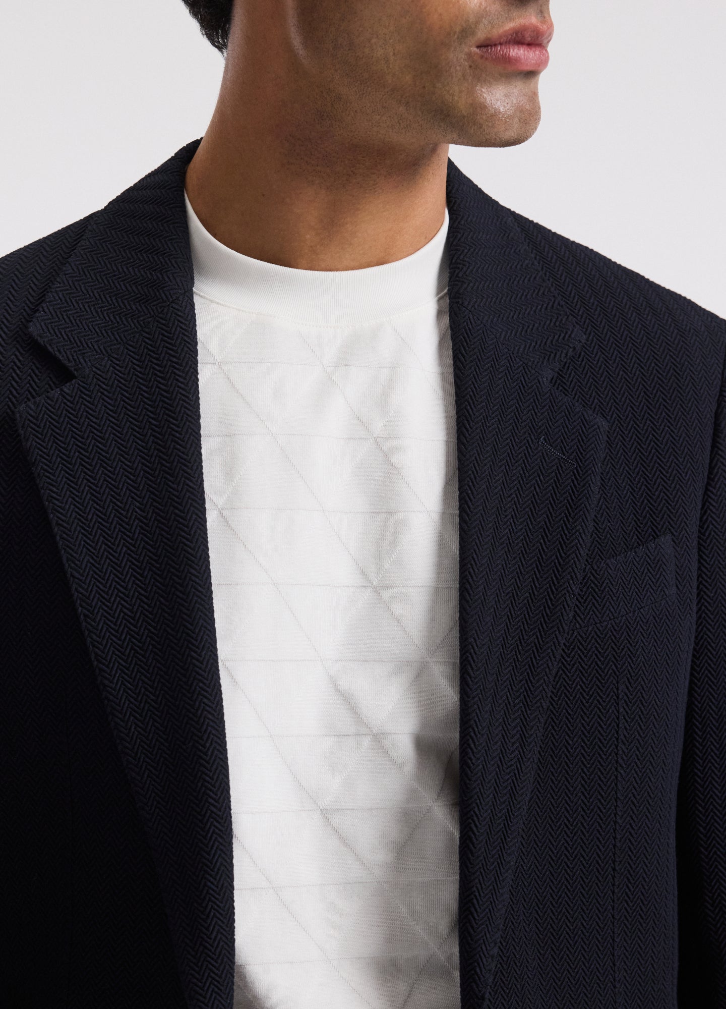 Geometric Jacquard T-shirt Off White