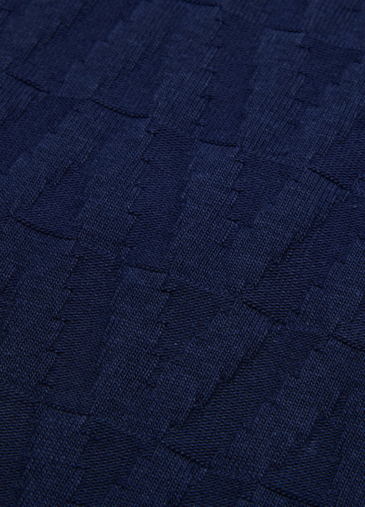 Chevron Jacquard Polo Mid Blue