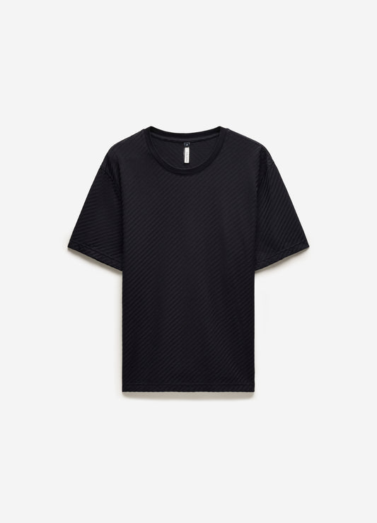 Relaxed Diagonal Jacquard T-shirt Black