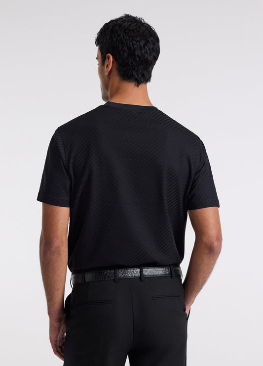 Relaxed Diagonal Jacquard T-shirt Black