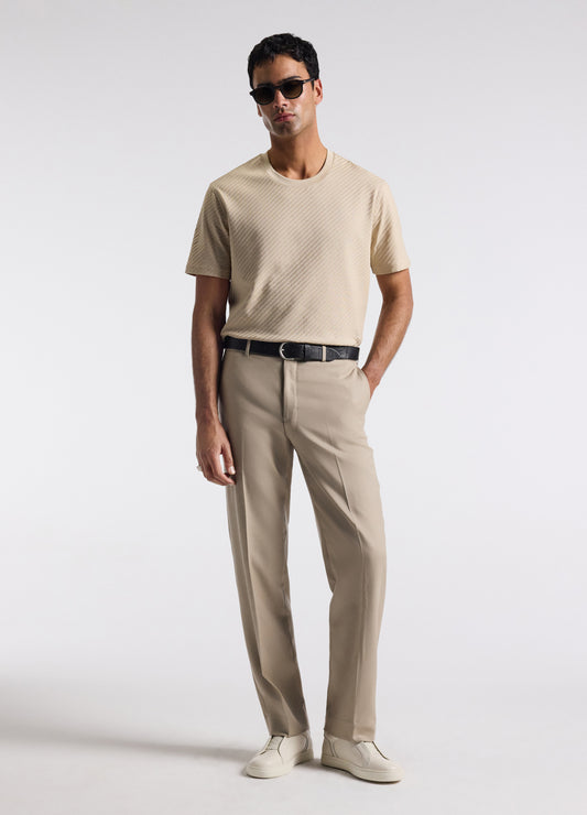 Relaxed Diagonal Jacquard T-shirt Sand