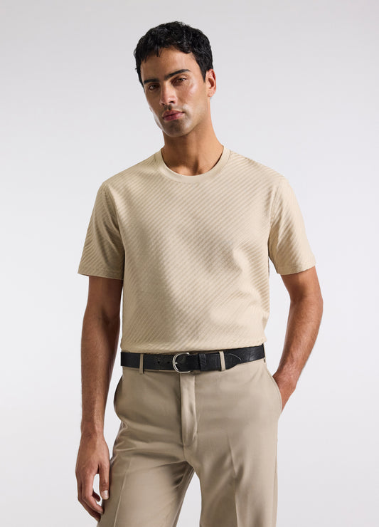 Relaxed Diagonal Jacquard T-shirt Sand