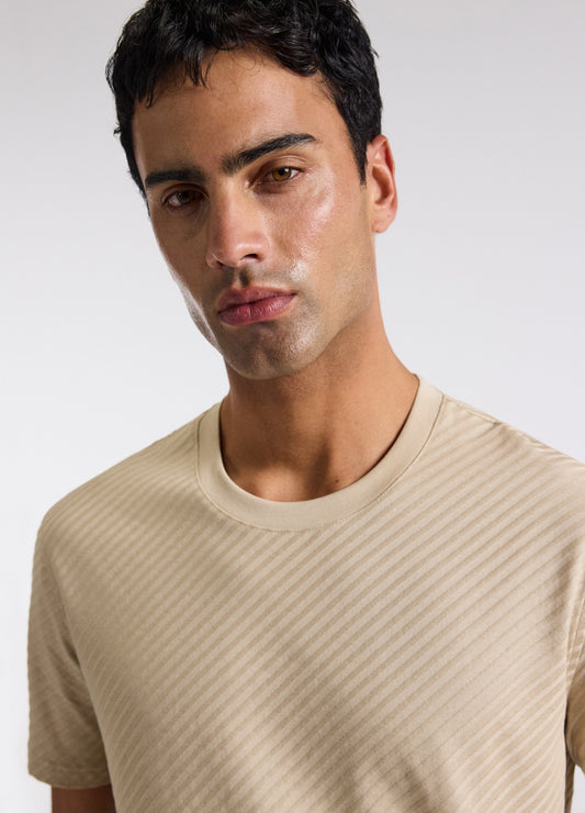 Relaxed Diagonal Jacquard T-shirt Sand