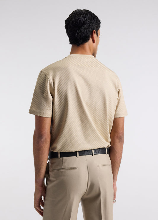 Relaxed Diagonal Jacquard T-shirt Sand