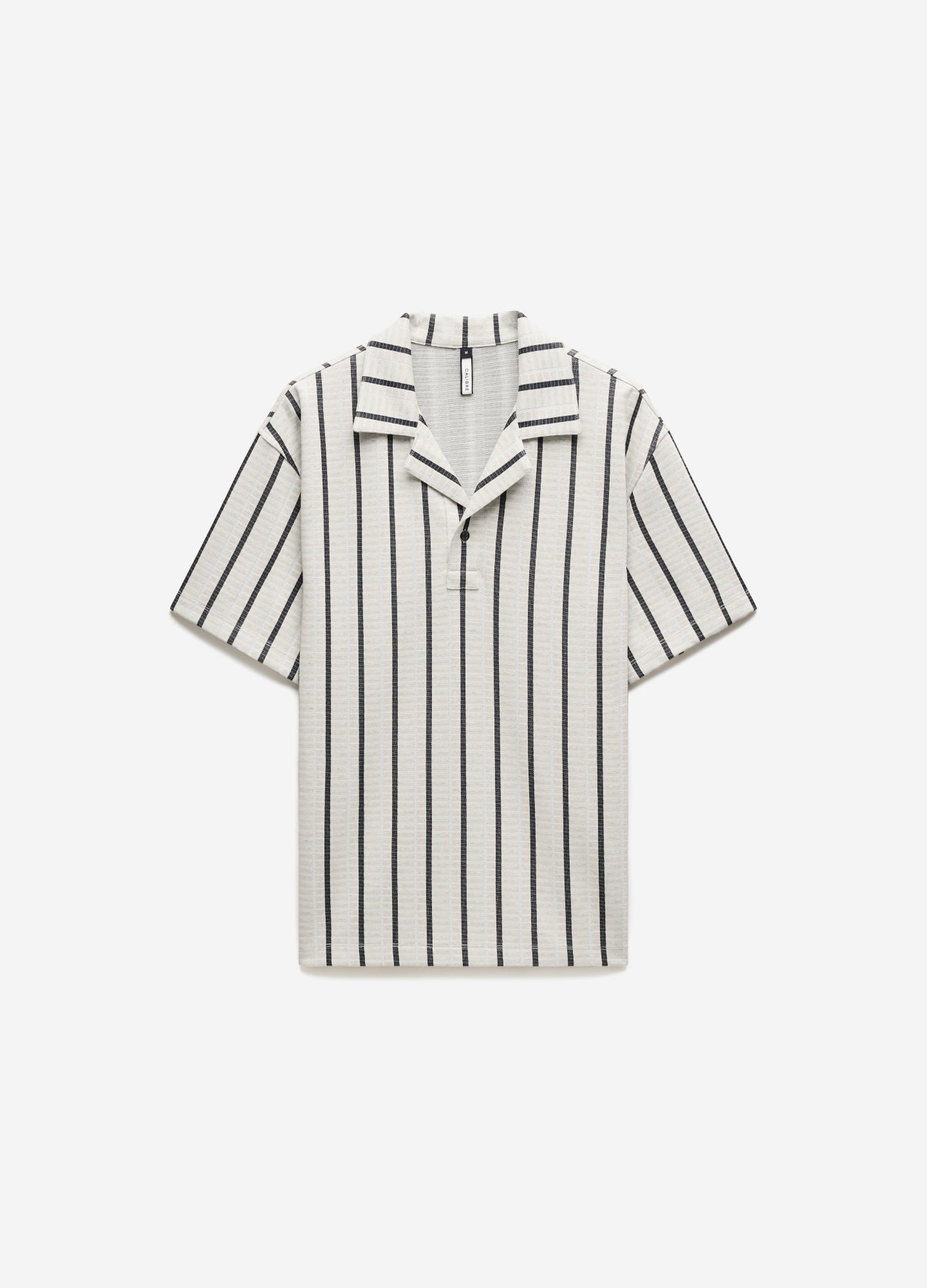 Loose Fit Stripe Cuban Collar Polo Sand
