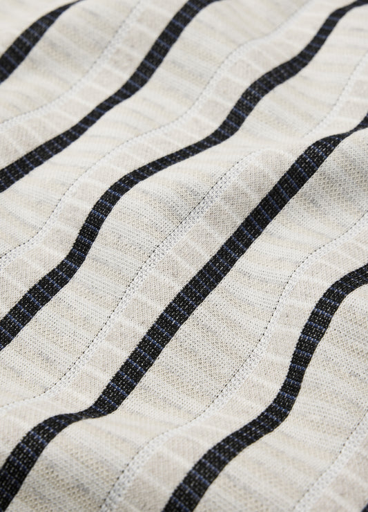 Loose Fit Stripe Cuban Collar Polo Sand