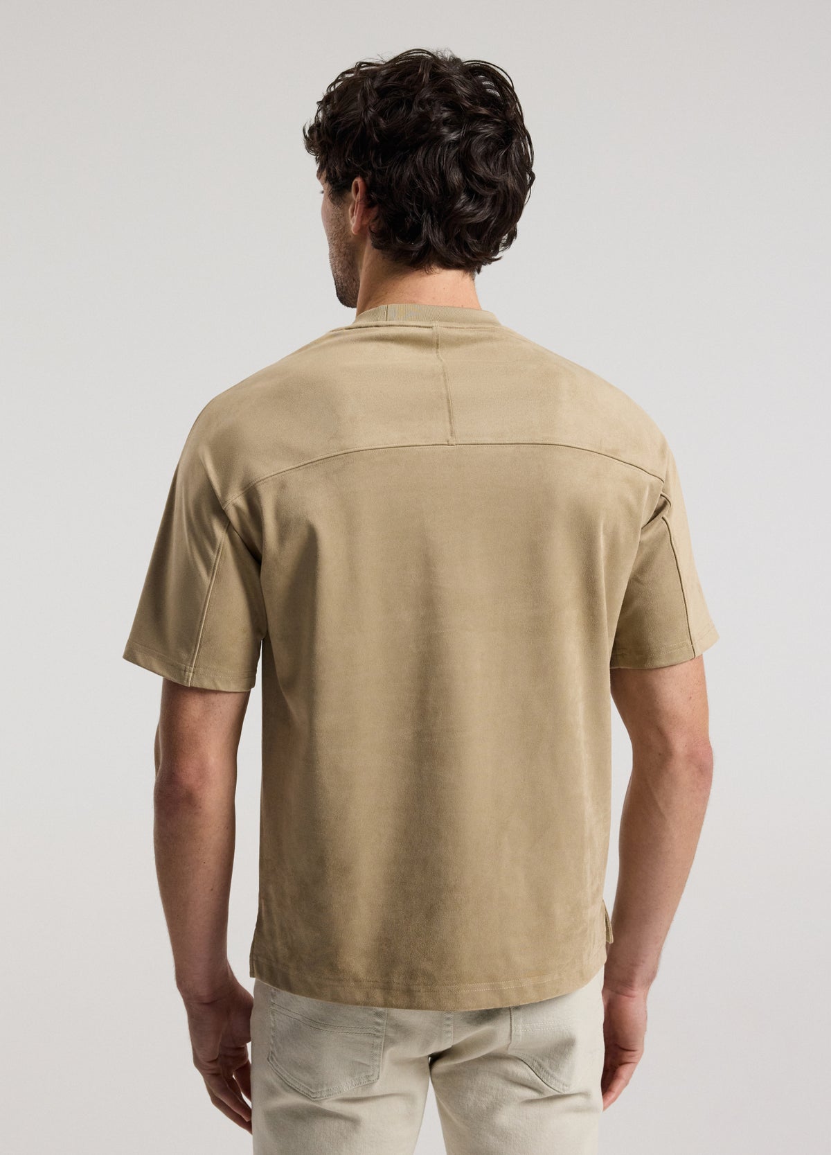 Loose Fit Suede Look T-shirt Tan