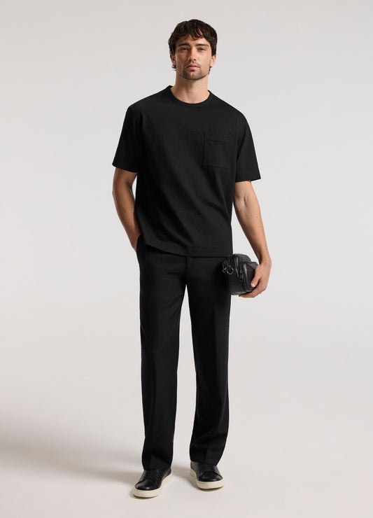 Loose Fit Seersucker T-shirt Black