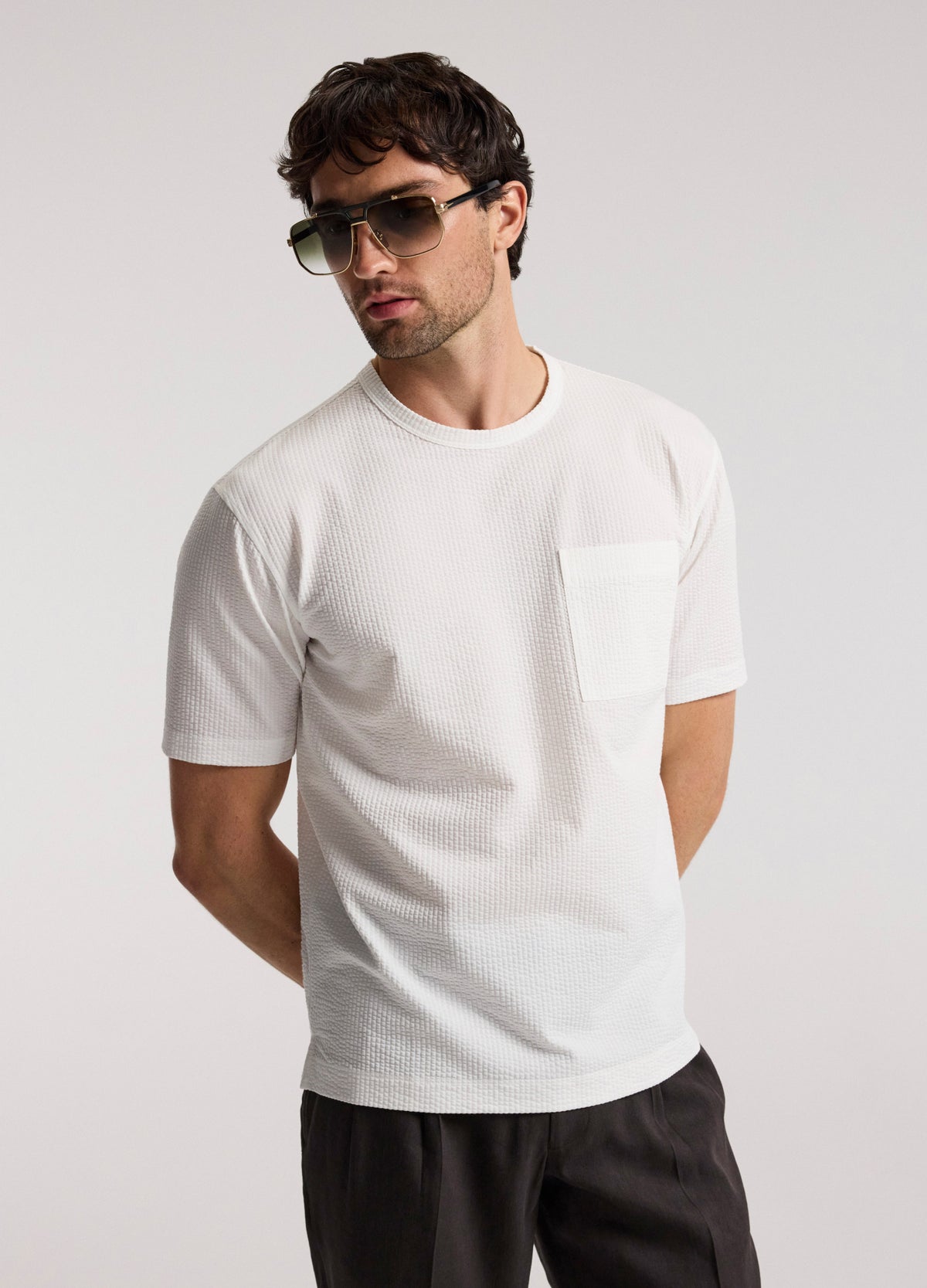 Loose Fit Seersucker T-shirt White