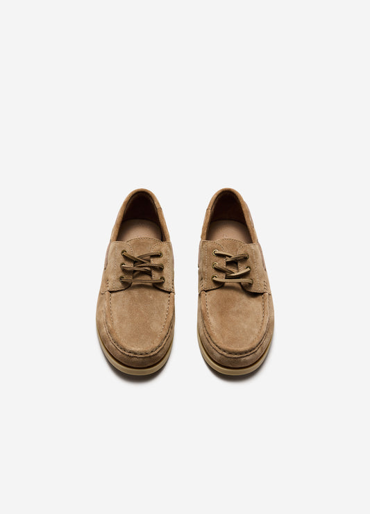 Suede Boat Shoe Stone