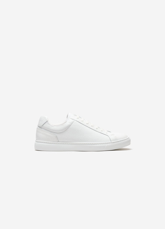 Classic Textured Leather Sneaker White