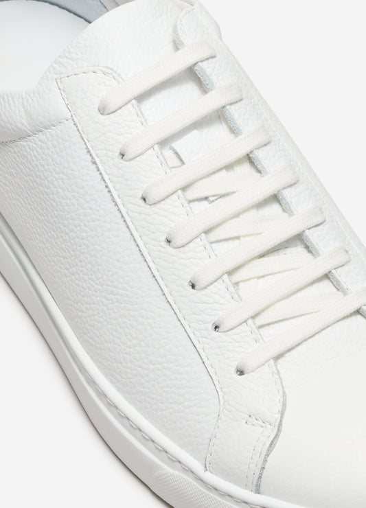 Classic Textured Leather Sneaker White