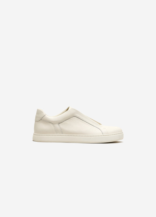 Braided Elastic Leather Sneaker Cream