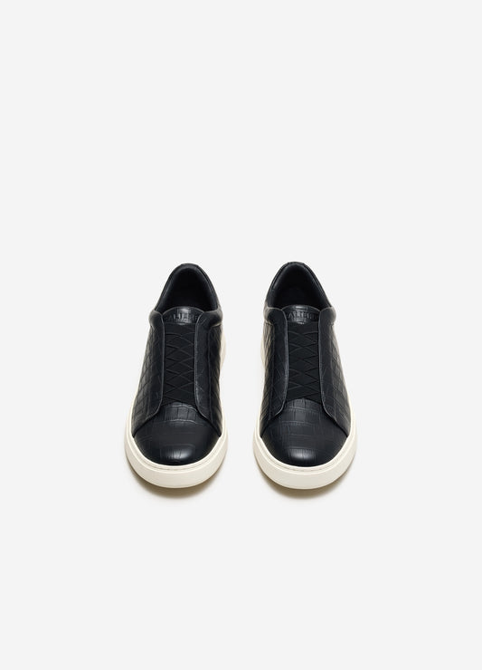 Croc Embossed Leather Sneaker Black