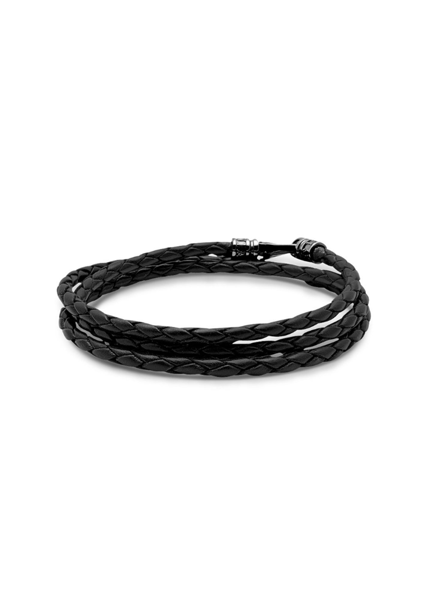 Nialaya Wrap Around Leather Bracelet Black