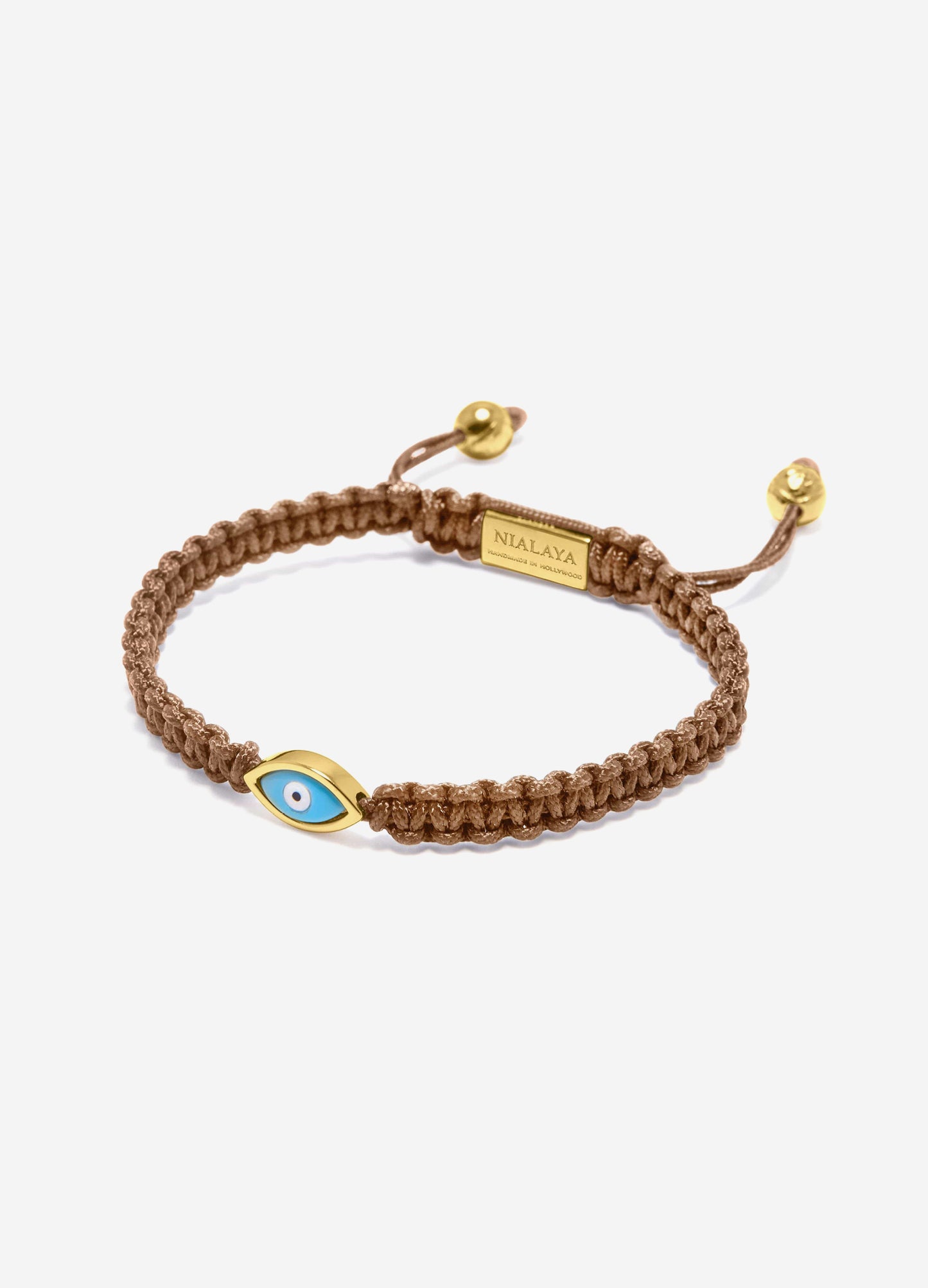 Nialaya Evil Eye String Bracelet Light Brown