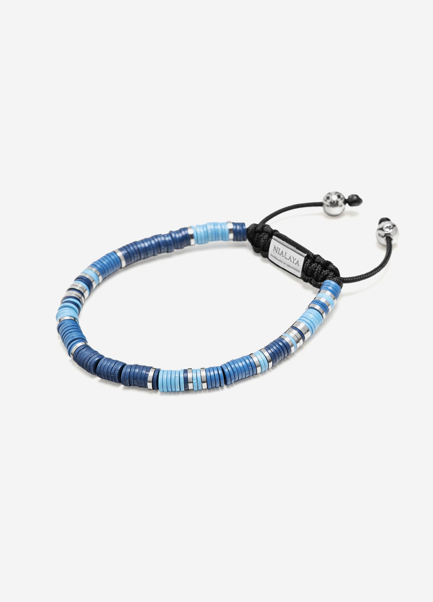 Nialaya Disc Beaded Bracelet Mid Blue