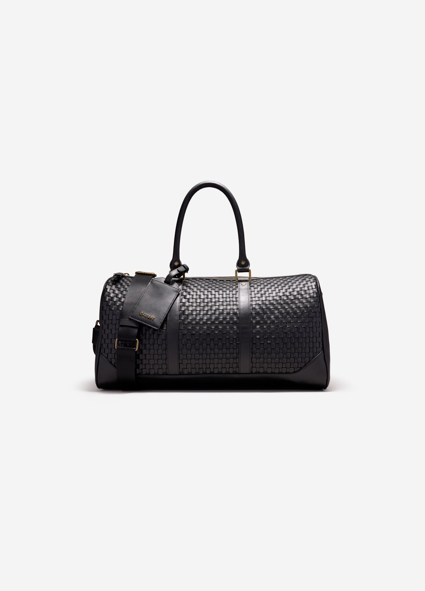 Woven Leather Carryall Black