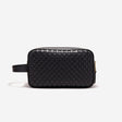 Woven Leather Wash Bag Black