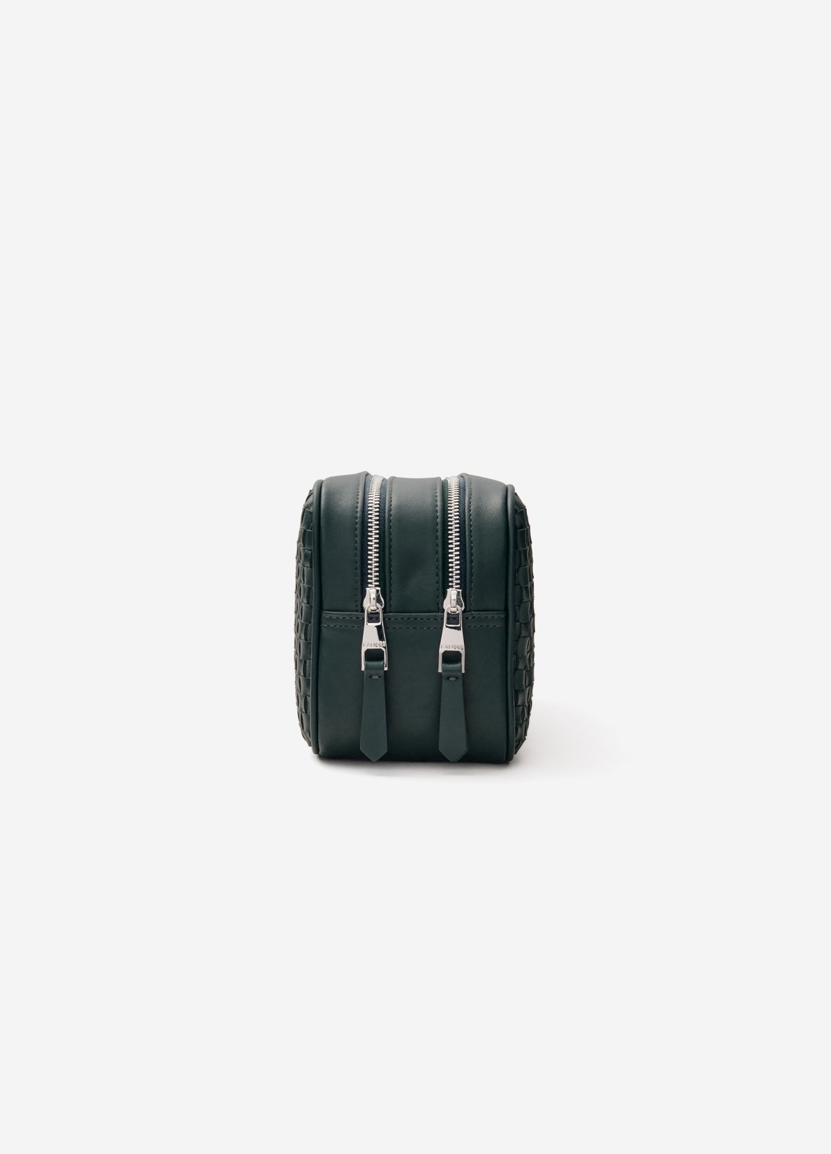 Woven Leather Wash Bag Dark Teal