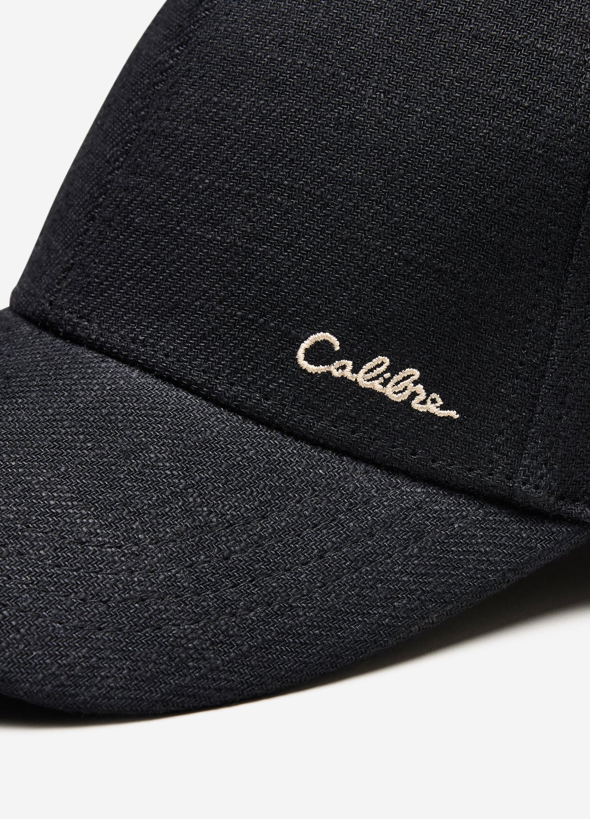 Embroidered Linen Blend Cap Black