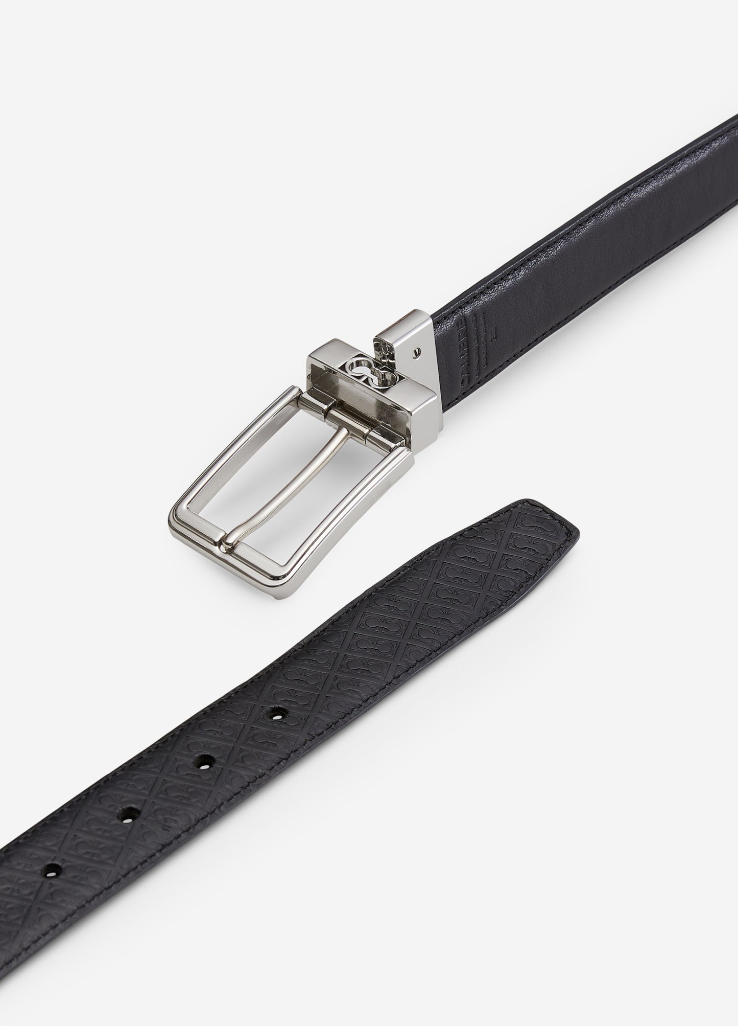 Monogram Reversible Leather Belt Black